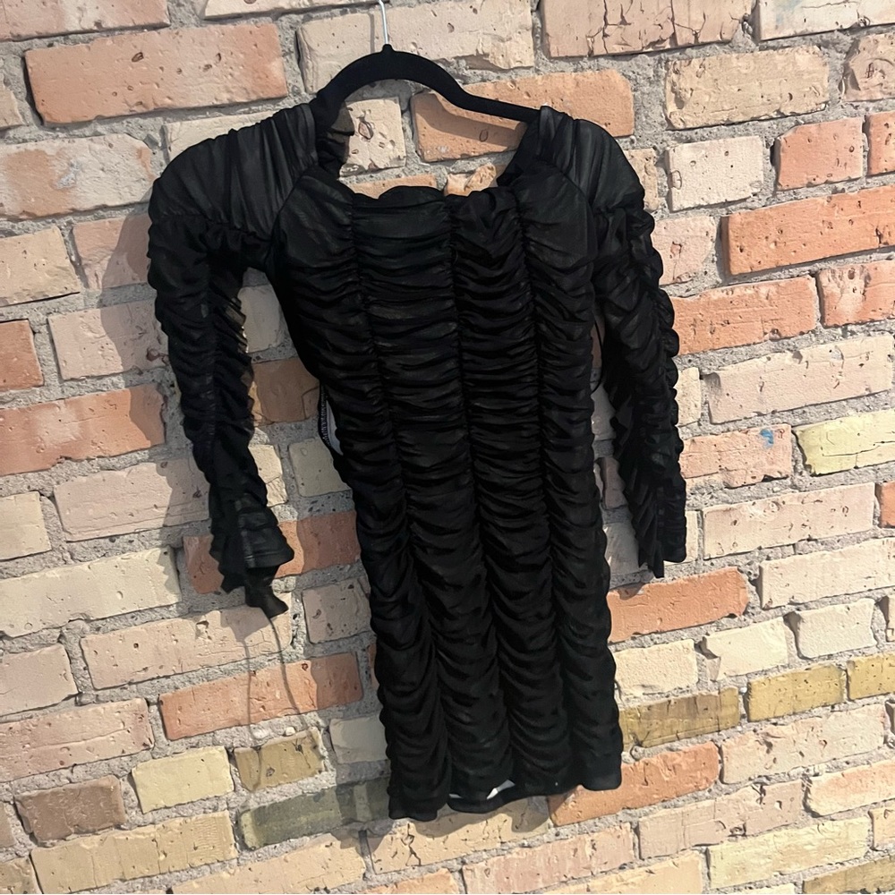 Sincerely Yours black ruched dress NWT fashion nova sz S